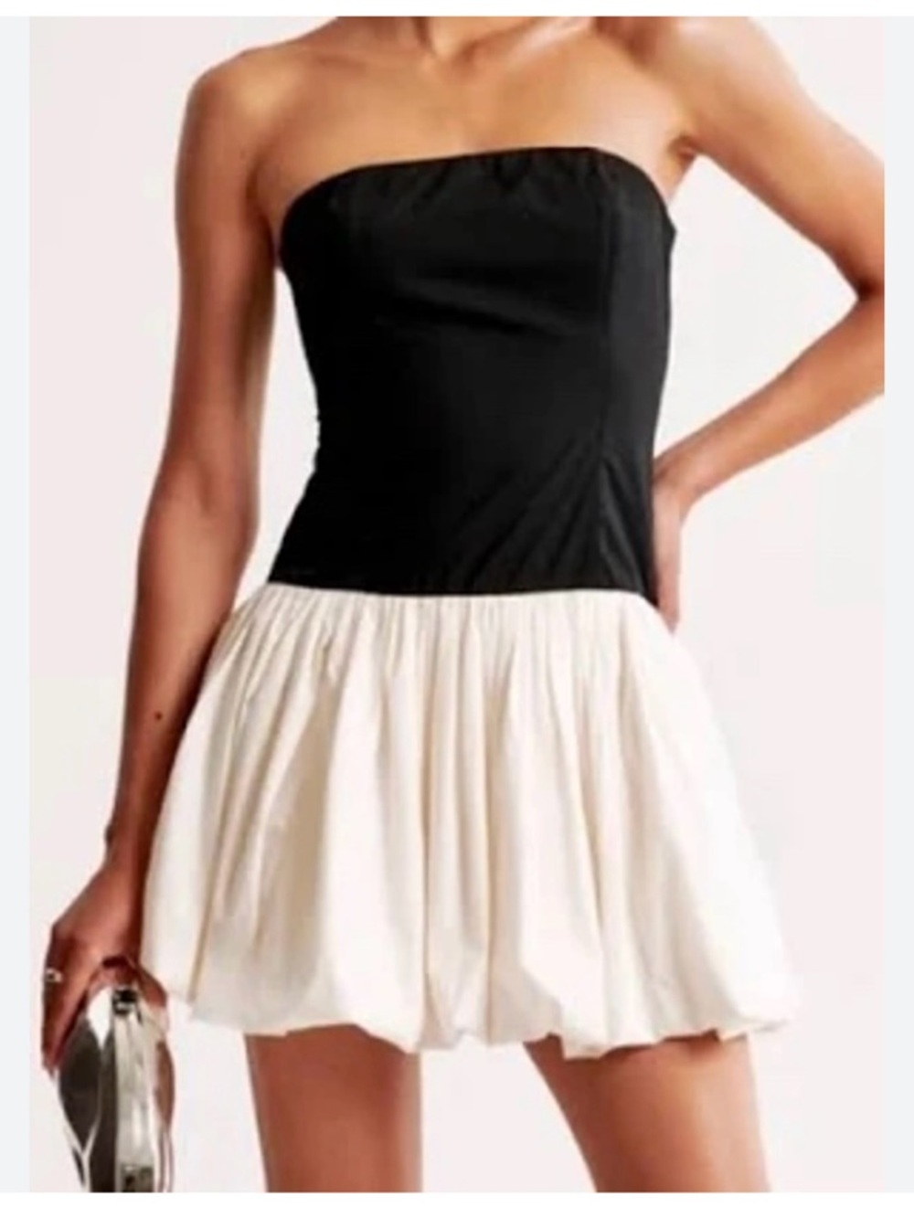 Abercrombie & Fitch Strapless Black Bodice with Cream Skirt Mini Dress